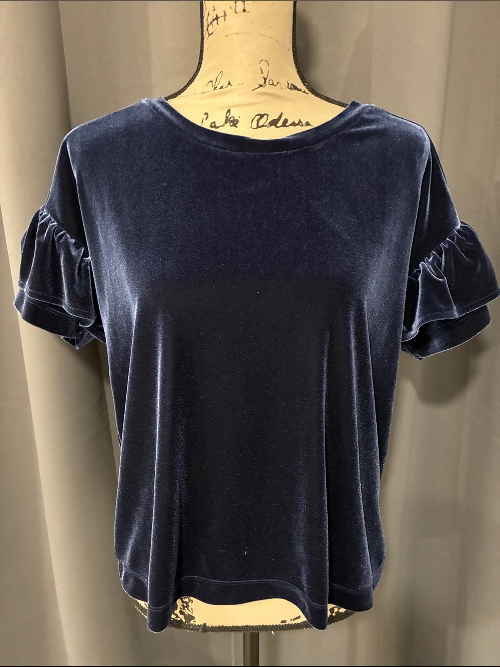 Madewell Deep Purple Velvet Ruffle Short Sleeve Tee